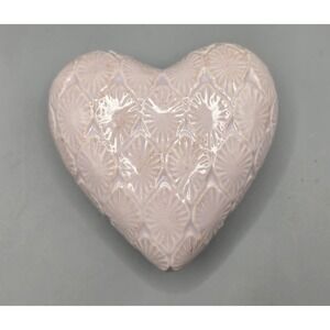 Pink Ceramic Heart Bud Vase Floral Embossed Decorative Accent © 2021